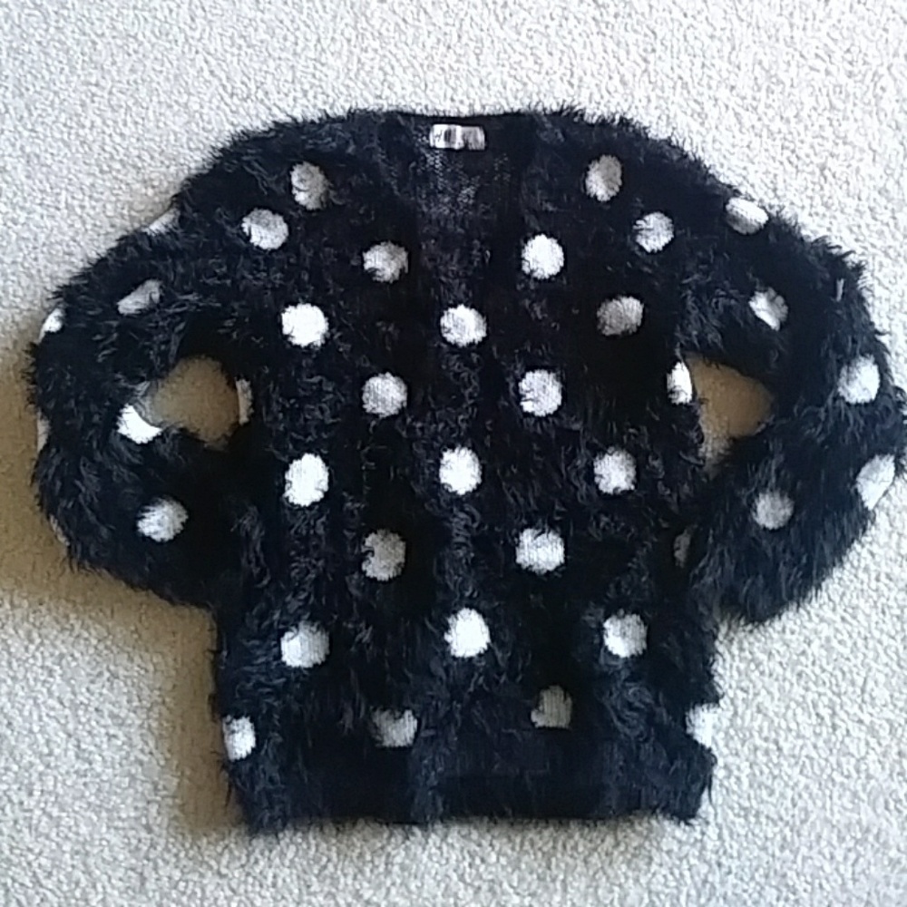 Fuzzy polka dot sweater
